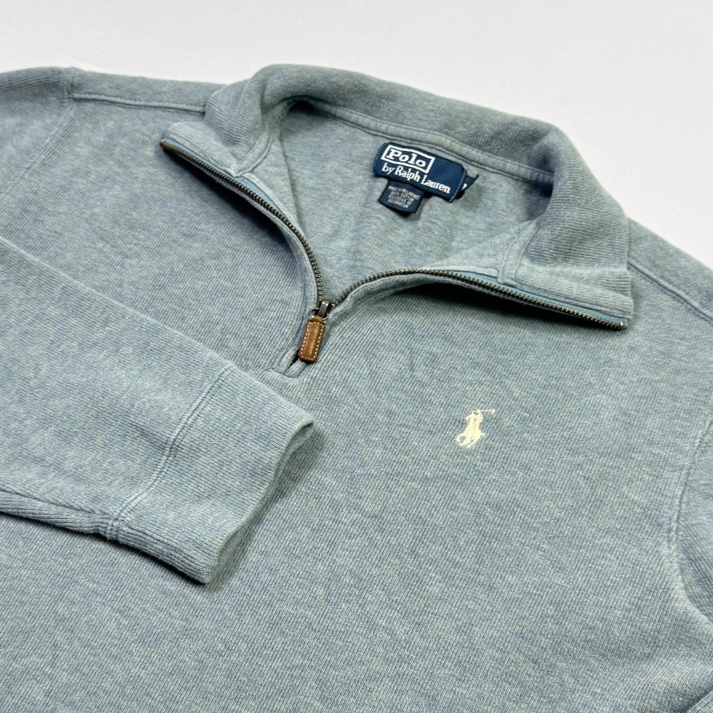 Polo Ralph Lauren Sweatshirt Mens Mโ Green 1/4 Zip Mock Neck Pullover Logo